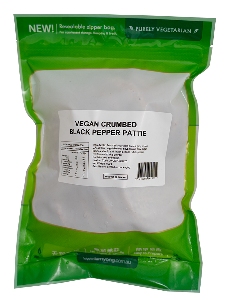 Vegan Crumbed Black Pepper Pattie 600g - Click Image to Close